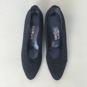 Salvatore Ferragamo raised black stretch flats